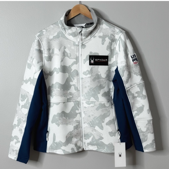 NWT Spyder USA Ski Team Jacket Fleece Encore USA Olympic Motif Red White Blue XL - Picture 15 of 16